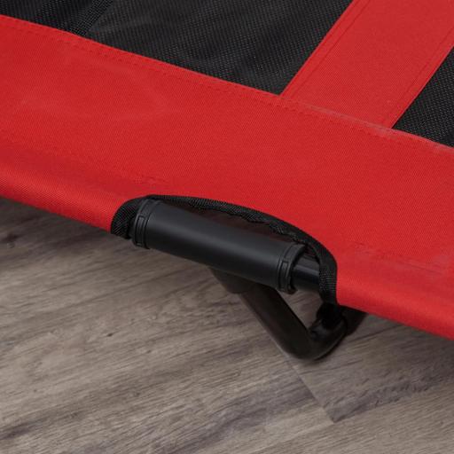 Cama Elevada para Perros Gatos Portátil Cama para Mascotas con Zona de Malla Transpirable y Tela Oxford para Interior Exterior 122x92x23 cm Rojo [7]