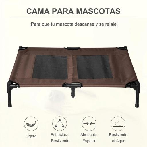Cama para Mascotas con Zona de Malla Transpirable y Tela Oxford para Interior Exterior 92x76x18 cm Café [1]