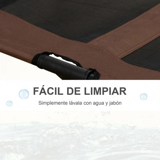 Cama para Mascotas con Zona de Malla Transpirable y Tela Oxford para Interior Exterior 92x76x18 cm Café [5]