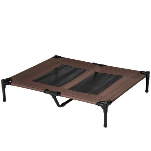 Cama para Mascotas con Zona de Malla Transpirable y Tela Oxford para Interior Exterior 92x76x18 cm Café [9]