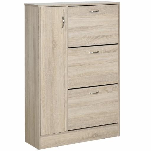 Armario Zapatero de 2 en 1 para Zapatos Mueble Almacenaje Paraguas Gran Espacio Estante Ajustable en 2 Niveles Capacidad de 12 pares 79x26x120 cm Madera [8]