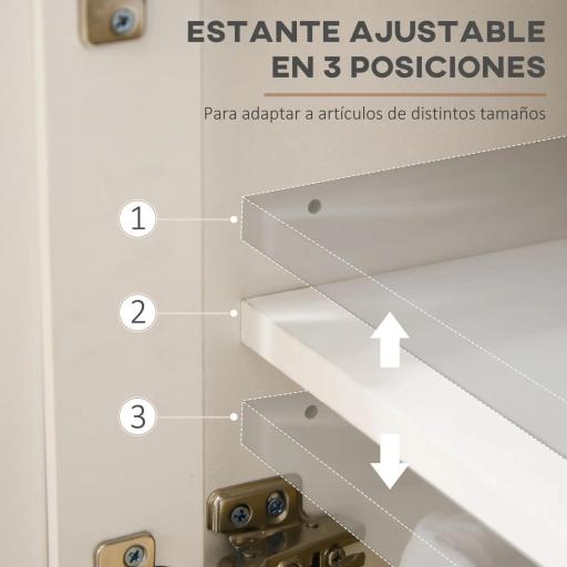 Aparador con 2 Cajones 3 Puertas Estante Ajustable Mueble Auxiliar de Cocina 117x35x80 cm Blanco [2]