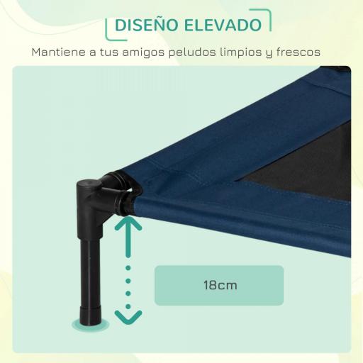 Cama Elevada para Perros Gatos Portátil Cama para Mascotas con Zona de Malla Transpirable y Tela Oxford para Interior Exterior 76x61x18 cm Azul [2]