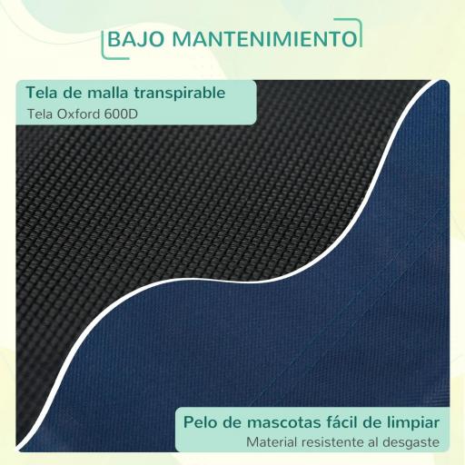 Cama Elevada para Perros Gatos Portátil Cama para Mascotas con Zona de Malla Transpirable y Tela Oxford para Interior Exterior 76x61x18 cm Azul [3]