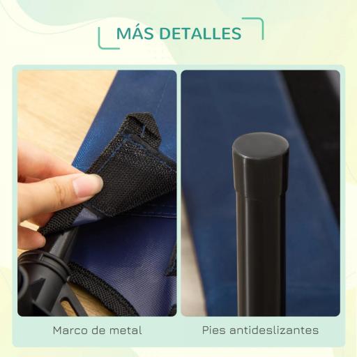 Cama Elevada para Perros Gatos Portátil Cama para Mascotas con Zona de Malla Transpirable y Tela Oxford para Interior Exterior 76x61x18 cm Azul [5]