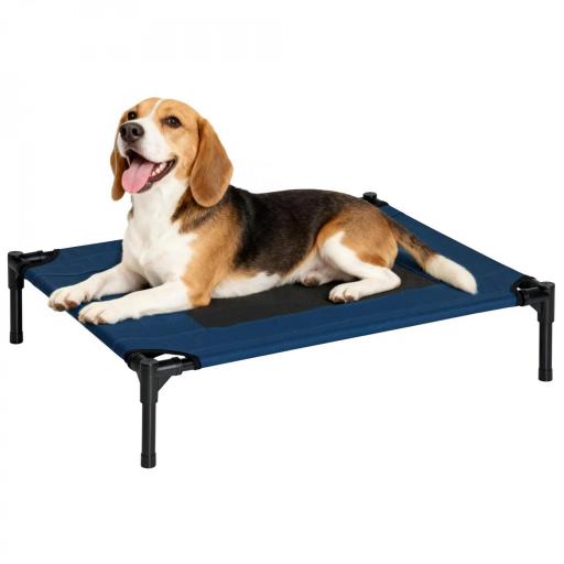Cama Elevada para Perros Gatos Portátil Cama para Mascotas con Zona de Malla Transpirable y Tela Oxford para Interior Exterior 76x61x18 cm Azul [8]