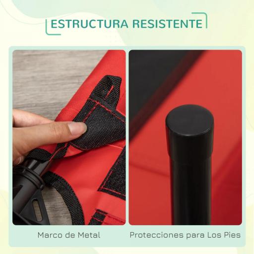 Cama Elevada para Perros Gatos Portátil Cama para Mascotas con Zona de Malla Transpirable y Tela Oxford para Interior Exterior 76x61x18 cm Rojo [2]