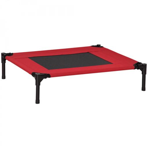 Cama Elevada para Perros Gatos Portátil Cama para Mascotas con Zona de Malla Transpirable y Tela Oxford para Interior Exterior 76x61x18 cm Rojo [8]