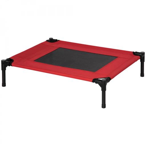 Cama Elevada para Perros Gatos Portátil Cama para Mascotas con Zona de Malla Transpirable y Tela Oxford para Interior Exterior 76x61x18 cm Rojo [9]