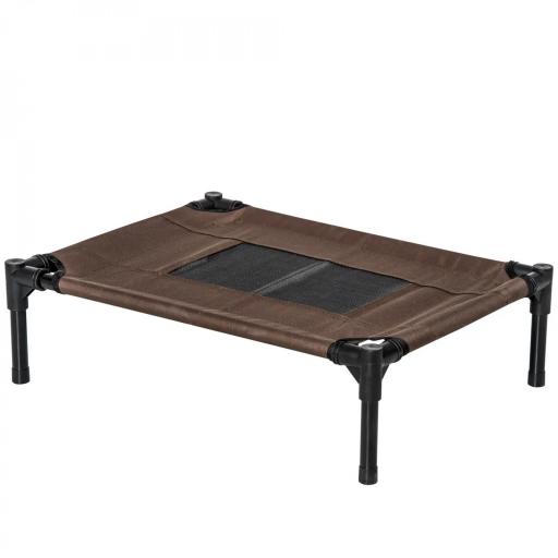 Cama Elevada para Perros Gatos Portátil Cama para Mascotas con Zona de Malla Transpirable y Tela Oxford para Interior Exterior 61x46x18 cm Marrón [9]