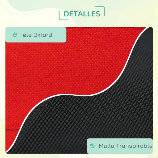 Cama Elevada para Perros Gatos Portátil Cama para Mascotas con Zona de Malla Transpirable y Tela Oxford para Interior Exterior 61x46x18 cm Rojo [3]