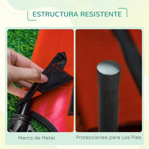 Cama Elevada para Perros Gatos Portátil Cama para Mascotas con Zona de Malla Transpirable y Tela Oxford para Interior Exterior 61x46x18 cm Rojo [4]