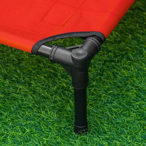 Cama Elevada para Perros Gatos Portátil Cama para Mascotas con Zona de Malla Transpirable y Tela Oxford para Interior Exterior 61x46x18 cm Rojo [6]