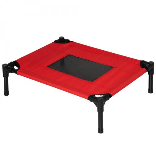 Cama Elevada para Perros Gatos Portátil Cama para Mascotas con Zona de Malla Transpirable y Tela Oxford para Interior Exterior 61x46x18 cm Rojo [9]