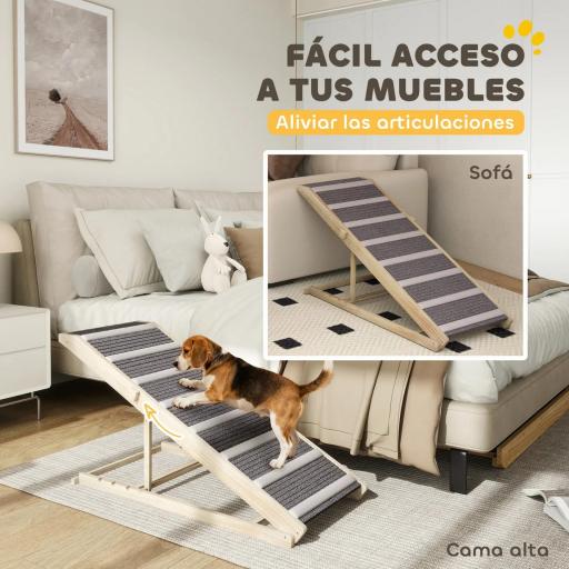 Rampa para Perros Plegable y Altura Ajustable 41-60 cm Rampa para Mascotas de Madera con Alfombrilla Antideslizante [4]