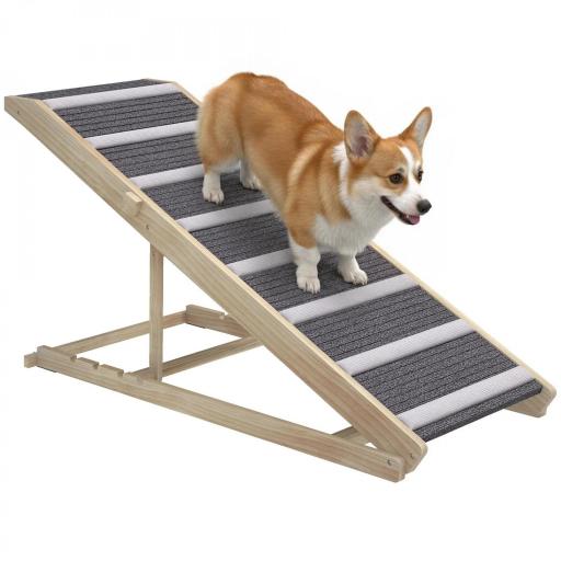 Rampa para Perros Plegable y Altura Ajustable 41-60 cm Rampa para Mascotas de Madera con Alfombrilla Antideslizante [9]