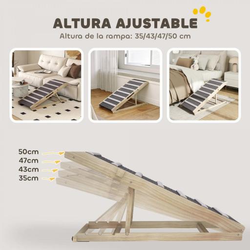 Rampa para Perros Plegable y Altura Ajustable 35-50 cm Rampa para Mascotas de Madera con Alfombrilla Antideslizante [4]
