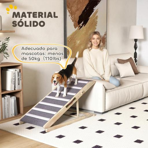 Rampa para Perros Plegable y Altura Ajustable 35-50 cm Rampa para Mascotas de Madera con Alfombrilla Antideslizante [6]
