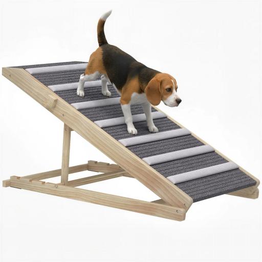 Rampa para Perros Plegable y Altura Ajustable 35-50 cm Rampa para Mascotas de Madera con Alfombrilla Antideslizante [7]