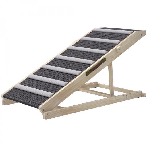 Rampa para Perros Plegable y Altura Ajustable 35-50 cm Rampa para Mascotas de Madera con Alfombrilla Antideslizante [8]