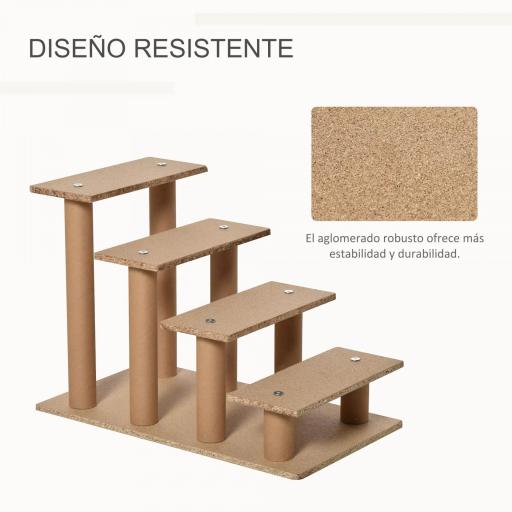 Escalera para Perros de 4 Peldaños Escalera para Mascotas con Funda Extraíble y Lavable para Cama Sofá 60x35x44 cm Gris [4]