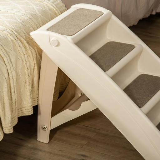 Escalón para Perros Gatos Portátil con Alfombras Antideslizantes para Cama Sofá Carga 20 kg 62x38x49,5 cm Beige [7]