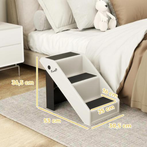 Escalera para Perros Plegable de 3 Peldaños para Mascotas Mayores para Cama Sofá 53x30,5x36,5 cm Crema [2]