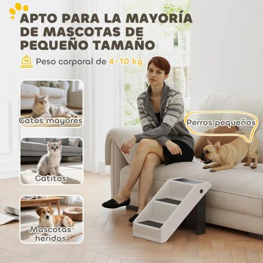 Escalera para Perros Plegable de 3 Peldaños para Mascotas Mayores para Cama Sofá 53x30,5x36,5 cm Crema [5]