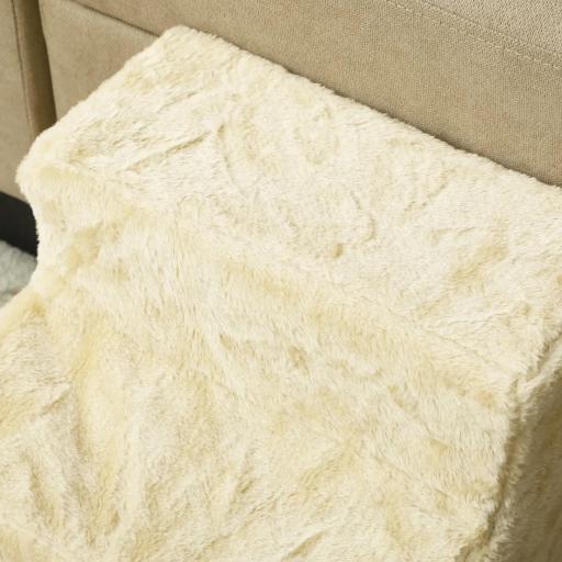 Escalera para Perros de 3 Peldaños con Funda Extraíble y Lavable Rampa para Perros para Cama Sofá 46x35x35 cm Beige [6]