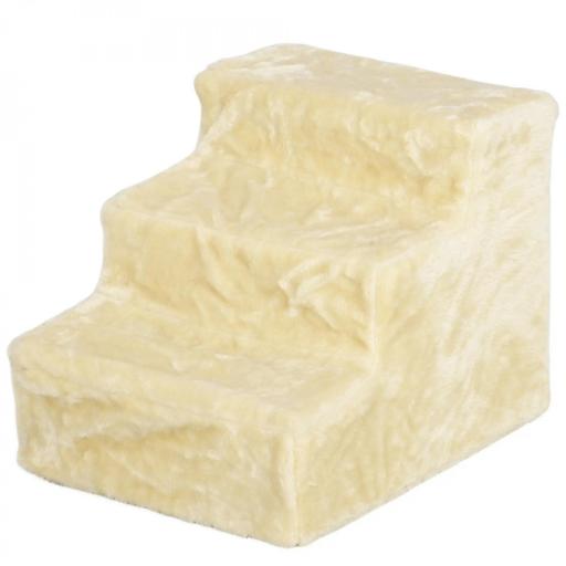 Escalera para Perros de 3 Peldaños con Funda Extraíble y Lavable Rampa para Perros para Cama Sofá 46x35x35 cm Beige [9]