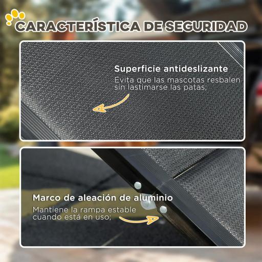 Rampa Plegable para Perros de Aluminio con Superficie Antideslizante Asa y Gancho Carga 80 kg 158x43,5x2,5 cm Negro [5]