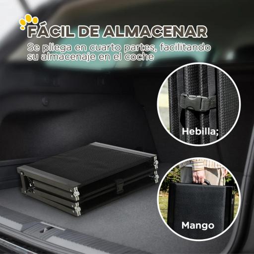 Rampa Plegable para Perros de Aluminio con Superficie Antideslizante Asa y Gancho Carga 80 kg 158x43,5x2,5 cm Negro [2]