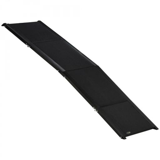 Rampa Plegable para Perros de Aluminio con Superficie Antideslizante Asa y Gancho Carga 80 kg 158x43,5x2,5 cm Negro [9]