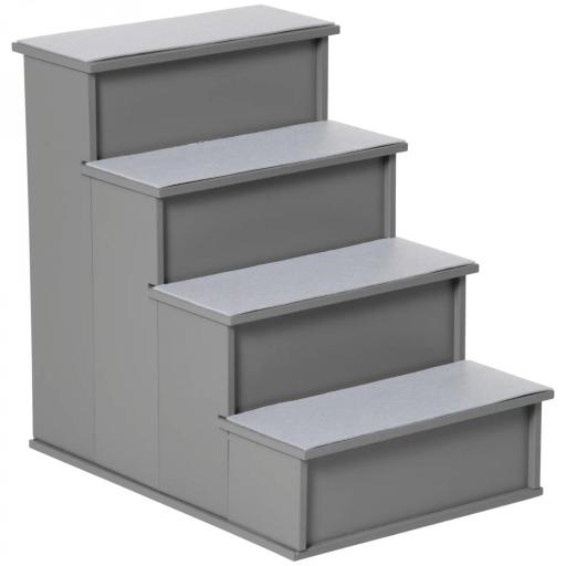 Escalera para Mascotas Escalones para Perros Gatos con Acolchados Desmontables Carga 30 kg 40x59x54,2 cm Gris [9]