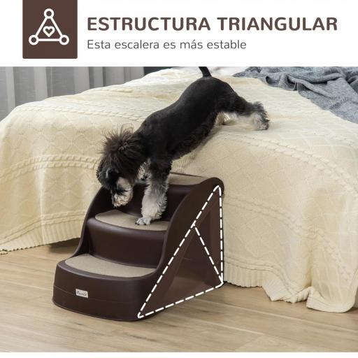 Escalera para Mascotas de 3 Peldaños Plegable Escalón para Perros Gatos para Cama Sofá 49x38x38 cm Marrón [4]
