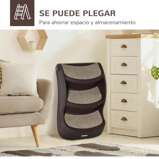 Escalera para Mascotas de 3 Peldaños Plegable Escalón para Perros Gatos para Cama Sofá 49x38x38 cm Marrón [2]