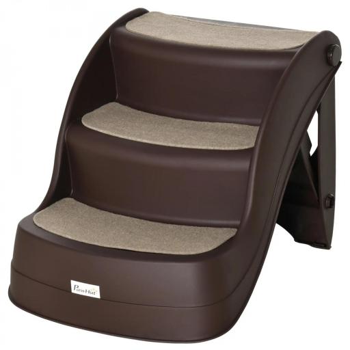Escalera para Mascotas de 3 Peldaños Plegable Escalón para Perros Gatos para Cama Sofá 49x38x38 cm Marrón [9]