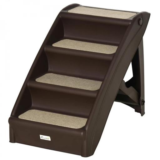 Escalón para Perros Gatos Portátil con Alfombras Antideslizantes para Cama Sofá Carga 20 kg 62x38x49,5 cm Marrón [8]