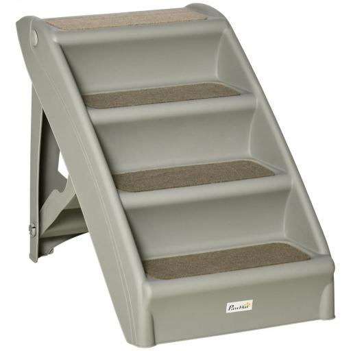 Escalón para Perros Gatos Portátil con Alfombras Antideslizantes para Cama Sofá Carga 20 kg 62x38x49,5 cm Gris [8]