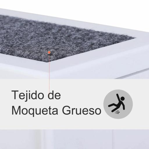 Escalera para Mascotas 3 Peldaños con Espacio de Almacenaje y Alfombra Antideslizantes Portátil Madera para Vehículo Carga 30 kg 40,5x44,5x38 cm Blanco [4]