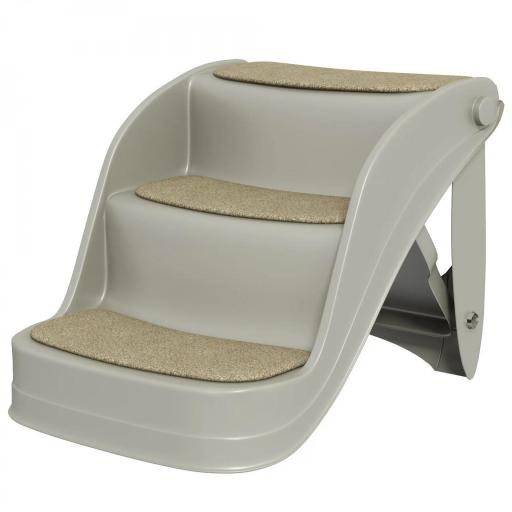 Escalera para Perros Pequeños Plegable 3 Peldaños Escalones para Perros con Alfombras Antideslizantes 49x38x38 cm Gris [9]