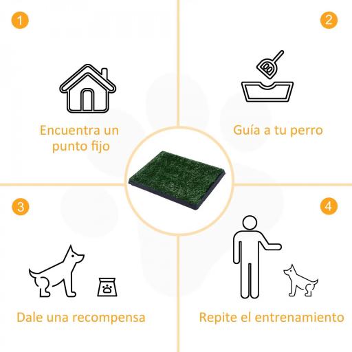 Inodoro para Perros con Césped Artificial y Bandeja Extraíble Orinal para Entrenamiento de Cachorros 51x63x6 cm Verde [4]