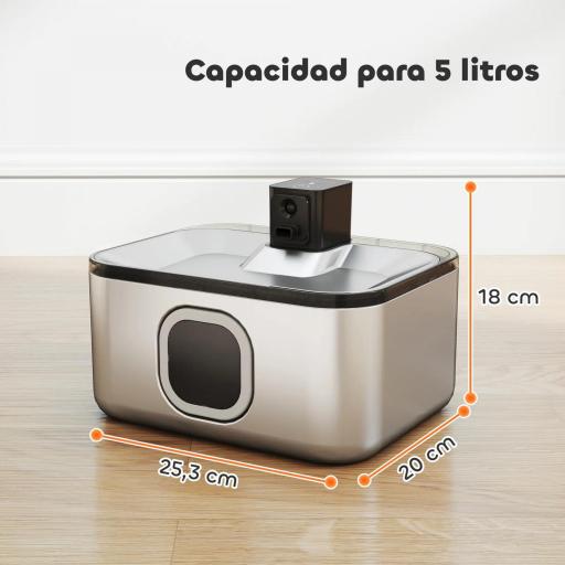 Fuente para Gatos de Acero Inoxidable 5L Bebedero Gatos Automático con Luz LED Bomba Súper Silenciosa y Filtro Plata [3]