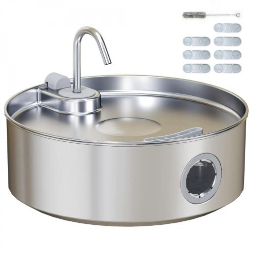 Fuente para Gatos de Acero Inoxidable 7L Fuente de Agua para Mascotas Silencioso Automático con Sistema de Filtros [10]