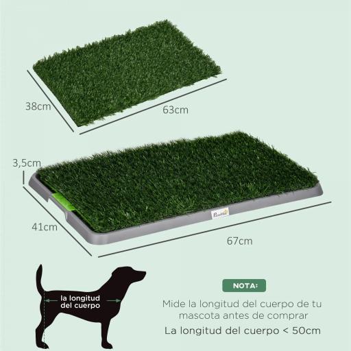 Inodoro para Perros con 2 Céspedes Artificiales Rejilla y Bandeja para Entrenamiento de Cachorros 67x41x3,5 cm Verde [1]