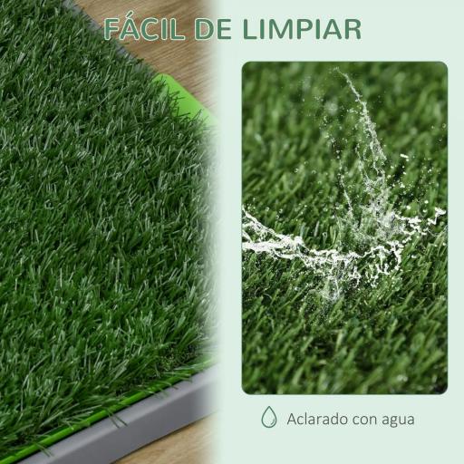 Inodoro para Perros con 2 Céspedes Artificiales Rejilla y Bandeja para Entrenamiento de Cachorros 67x41x3,5 cm Verde [4]