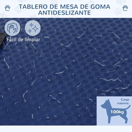 Mesa de Peluquería para Mascotas Mesa de Aseo Plegable con Estante de Almacenamiento Estructura Acero Altura Ajustable 107x60x170 cm [3]