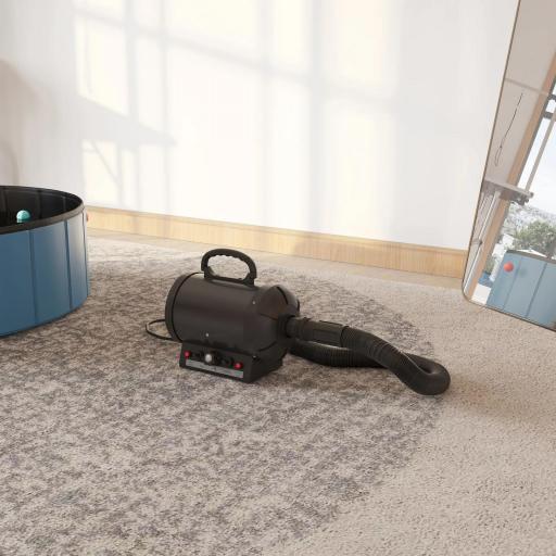 Secador de Pelo para Perros 2800W Secador para Mascotas con Temperatura y Velocidad del Viento Ajustable 3 Boquillas Tubo Flexible 2,1 m y Asa Portátil 40x16x20 cm Negro [6]