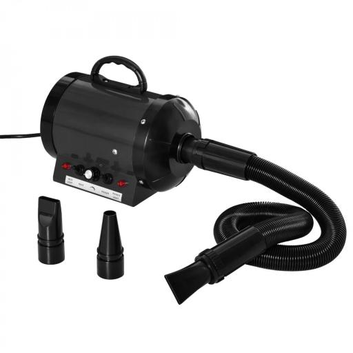 Secador de Pelo para Perros 2800W Secador para Mascotas con Temperatura y Velocidad del Viento Ajustable 3 Boquillas Tubo Flexible 2,1 m y Asa Portátil 40x16x20 cm Negro [9]