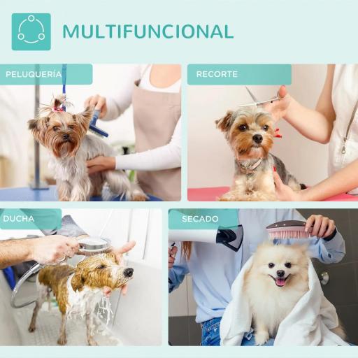 Mesa de Peluquería Canina Plegable con Encimera Antideslizante Brazo Ajustable 81x48,5x80 cm, Azul [6]